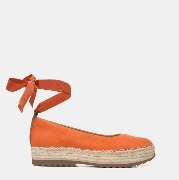 Naturalizer Impress Espadrille Flat - Pottery Orange Suede Shoes Sz 8 - Picture 2 of 8